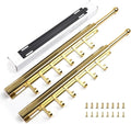 16.5" Valet Rod for Closet Pull Out With 6 Hooks Valet Rods for Closets (2Pack Gold) Closet Valet Rod Slide Out