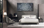MyArton Textured Abstract Squares Canvas Wall Art Hand Painted Modern Silver Oil Painting for Decoration Ready to Hang 48x24inch