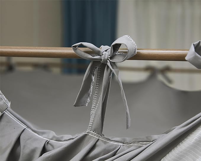 4 Corners Post Princess Curtain Bed Canopy Double Layer Cozy Mosquito Net Mesh and Cloth for Girls Adults Bedroom Decoration (Double-Grey/White, 64" W*82" L*82"*H/(Queen))