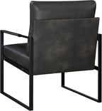 Lexicon Modern Accent Chair, Faux Leather Upholstered Living Room Chair With Wrapped Armrests,Arm Chair With Black Metal Frame,Comfy Single Chair For Living Room/Bedroom/Reading Room/Office,Dark Brown