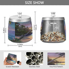 Dreamy Hawaiian Beach Ashtray with Lid, Outdoor Ashtrays for Patio, Stainless Steel Ashtray Odorless Smokeless for Home Office Balcony