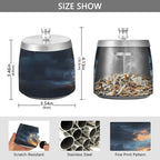 Fire Wolf Ashtray with Lid, Outdoor Ashtrays for Patio, Stainless Steel Ashtray Odorless Smokeless for Home Office Balcony