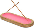 Hand Painted Pink Incense Holder-Incense Burner/Ash Catcher/Handmade Wooden Insence Tray – Modern Gift Home/Room/Kitchen Décor Size 11x4x1.2 Inches