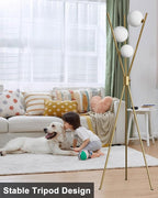 Lightdot Tripod Floor Lamp Stepless Dimmable Globe Modern Floor Lamp Gold Standing Lamps with 3PCS 3000K Bulbs Included Mid Century Modern Floor Lamps for Living Room/Bedroom/Sofa Beside/Corner Decor