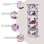 Shoe Rack, Collapsible Kids Shoe Rack, 6-Tier Small Foldable Shoe Organizer for Entryway, Dorm, Bedroom (Pink-x)