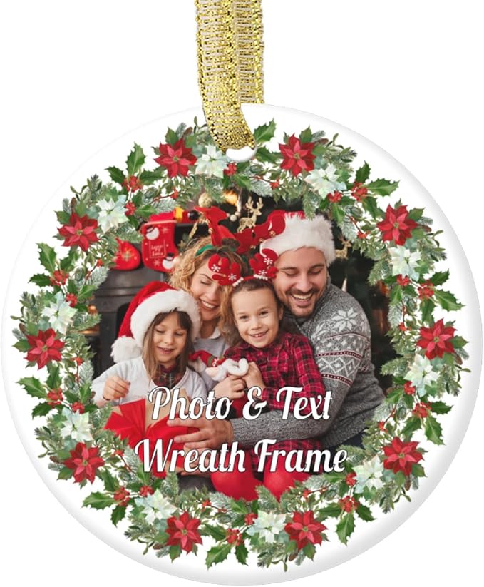 Personalized Christmas Ornaments 2030 Custom Ornaments for Christmas Tree Customized Photo Ornaments Picture Personalized Ornaments Home Decor Hanging Ceramic Xmas Ornament for Couples Family Wedding