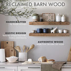 Urban Legacy Reclaimed Barnwood Planks | Floating Shelves for Wall w/Flush Mount Shelf Bracket Set Included | Set of 2 (Natural, 40"x 4.5"x 2")