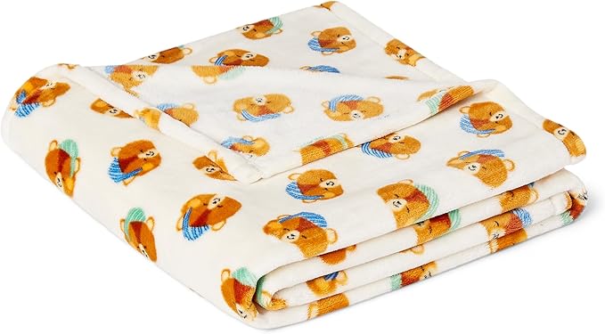 Amazon Basics Kids Fleece Blanket, Ultra-Soft Lightweight Throw for Children, Woodland Bears, 50 x 60 Inches