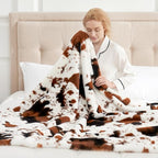 Cozy Bliss Cow Print Faux Fur Throw Blanket, Animal Printed Blankets Super Soft Warm Thick Fluffy Throws Home Decor for Couch Bed Sofa Women (Black&Brown Cow, 50x60 Inches)
