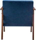 Accent Chair with Velvet Upholstery and Solid Wood Frame, Classic Mid-Century Modern Living Room Furniture for Extra Seating, Dark Blue