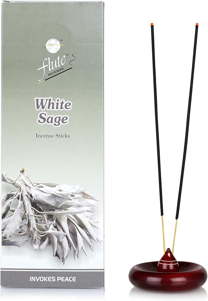 Flute White Sage Incense Sticks | Total 120 Sticks | 9" Inch Agarbatti Sticks with 40 Mins Burning time | 20 Sticks/Pack