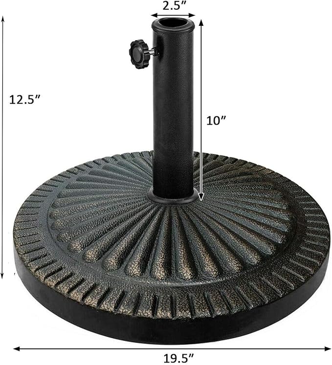 Giantex 31.5 lbs Patio Market Umbrella Base, Heavy Duty Cast Iron Resin Outdoor Stand, Vintage Garden Umbrella Holder, Umbrella Holder for Deck Porch Lawn Garden