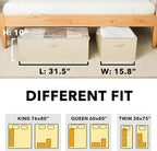 SpaceAid 2 Pack 10" High Under Bed Storage Containers, Large Underbed Storage Organizer Bins with Lids for Bedroom, Dorm, Clothes, Closet Organization, Bed Sheets and Blankets (Beige)