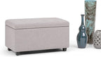 SIMPLIHOME Cosmopolitan Storage Ottoman - 34 inch Wide Upholstered Linen Look Fabric Rectangle Storage Ottoman Bench in Cloud Grey, Transitional Tufted Ottoman for Living Room with Lift-Up Lid
