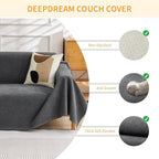 Deep Dream Cat-Scratch Resistant Couch Cover, Waterproof Sofa Cover for 2 Cushion Couch Washable, Pet Friendly Couch Protectors Anti Slip Thickened Slipcovers for Dogs Pets, 71" x 102", Dark Grey