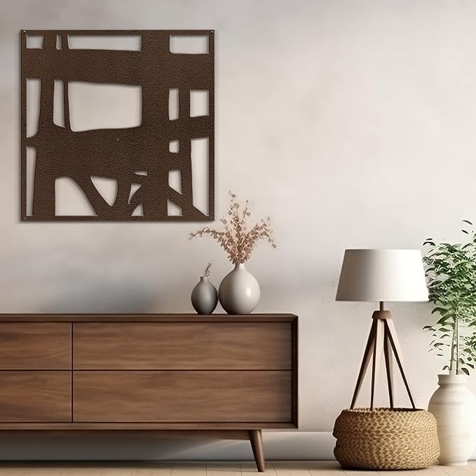 SIGNLEADER Metal Wall Art Decor Abstract Lines Minimalist Modern Abstract Wall Sculpture Hangings Home Decoration for Living Room, Bedroom, Bathroom, Kitchen, Outdoor - 36" Bronze