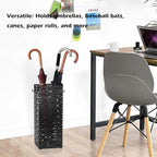 Metal Umbrella Stand ,Metal Umbrella Holder with 4 Hooks,Square Mesh Umbrella Holder for Home, Entryway, Office, Hotel & Supermarket(Black, 16.5 x 6.5 x 6.5Inch)