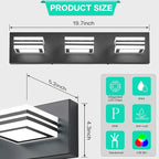 SOLFART LED Bathroom Vanity Light Fixtures： 3 Light Matte Black Modern Acrylic Bathroom Wall Lighting Fixtures Over Mirror Cool White 6000K