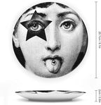 Lina Cavalieri Plate, Wall Decorative Plate, Mysterious Face Plate Wall Hanging Decoration,Including Bracket and Special Spring Hook, 8inch, Style1