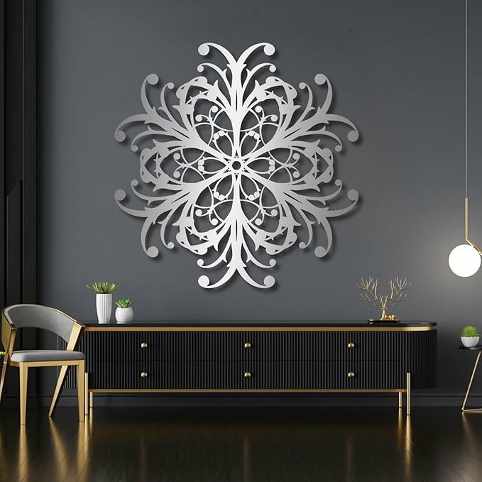 Maclou Geometric Metal Wall Art, Wrought Iron Wall Decor, Metal Scroll Wall Decor, Vintage Farmhouse Wall Hanging for Living Room, Bedroom, Bathroom (Black,35"x35" / 90x90cm)
