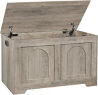 DINZI LVJ Storage Chest, 31.5”Wooden Toy Box with 2 Safety Hinges, Entryway Storage Bench with Flip-Top, Sturdy Storage Trunk for Living Room, Bedroom, Easy Assembly, Gray Wash