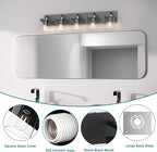 Bathroom Vanity Light, Square Design 5 Lights Morden Bathroom Lighting Fixtures Over Mirror, Black Vanity Light for Living Room/Bedroom