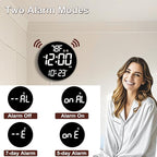 Large 12" White Digital Wall Clock with Remote Control | LED Display Plug-in Clock with 3 Brightness Levels & Temperature Display Perfect for Home, Gym, Classroom, Office