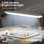 Neatfi XL Nail Desk Lamp with Clamp, 2200 Lumens, 20-Inch Wide Head, Dimmable 4 Levels, 6500K, LED Task Light for Manicure Table, Crafts, Workbench, Office (Non-CCT, Silver)