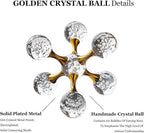 5.5 inch Sparkling Golden Crystal Ball, Modern Western Aesthetic House Decorations, Gold Home Decor for Living Room, Office, Bookshelves, Bedroom, Coffee Table, Gifts for Men, Women