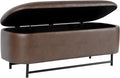 HomePop Ellipse Modern Storage Bench with Metal Legs |Homepop Home Décor|Bench with Storage for Living Room & Bedroom - Brown Faux Leather
