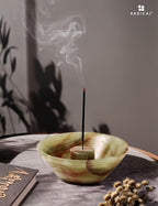 Radicaln Marble Incense Holder for Stick 5.5" Inches Green Handmade Palo Santo Holder, Ideal Marbles Ashtray & Incense Holder Marble for Bedroom