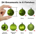 Lime Green 1.6" Small Christmas Balls Christmas Tree Decoration Ornaments Shatterproof Hanging Balls for Birthday Halloween Holiday Wedding Decorations Set of 24pcs