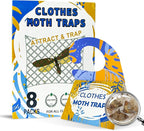 Clothing Moth Trap with Pheromone Attractant 16 Pack, Easy to use Clothes Moth Treatment, Odorless/Non-Toxic Strong Sticky Strips for Closet and Carpet