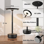 2 Pack Rechargeable Table Lamps Cordless, Portable 5000mAh Outdoor Table Light, 3 Color Stepless Dimming LED Table Lamp with Memory Function, for Home/Dinner/Patio/Restaurant.(Black)