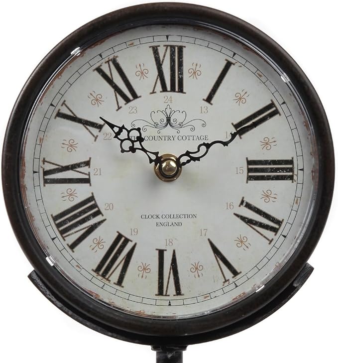 Lily's Home Antique Inspired Decorative Mantle Clock with Large Roman Numerals, Silent-Non-Ticking with Quartz Movement, Fits with Victorian or Antique Décor Theme, Black (11 3/4" Tall x 6 1/2" Wide)