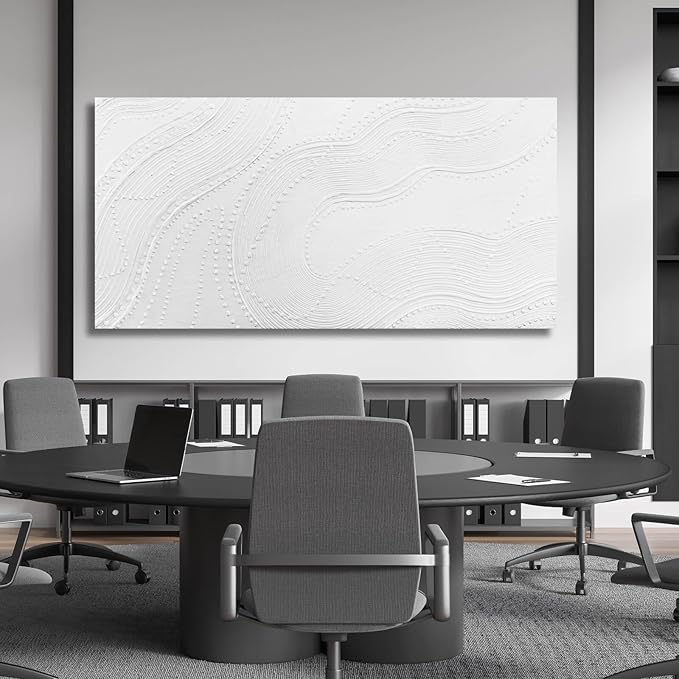 NBAODAN Large Wall Art Modern Canvas Picture Abstract Wall Decor White Line Art for Living Room Neutral Artwork for Office Bedroom 29"x58" Geometric Painting
