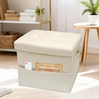 ALASDO Storage Ottoman Footrest Stool Small Ottoman with Storage Foldable Ottomans Foot Rest Footstool Bench for Living Room 17x13x13inches Beige