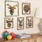 Zotabe 5PCs Animal Heads Wall Decor, Animal Sculptures Wall Dec, Moose Head Wall Mount, Vintage Wall Sculpture, Resin Wall Hanging Decoration for Living Room Bedroom Kitchen Gift (5PS, 1)