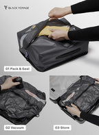 Black Voyage Reusable Vacuum Compression Travel Bag for Carry-On Suitcase and Backpack, Recycled IP67 Waterproof Space Saver Vacpack (2-Pack, 18L - Pump Included)