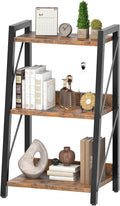 HOOBRO Ladder Shelf, 3-Tier Bookshelf, Corner Bookcase, Freestanding Storage Shelf Display Organizer, for Living Room, Bedroom, Home Office, Kitchen, Rustic Brown and Black BF303CJ01