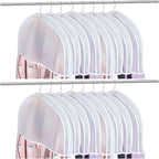 Patelai 8 Pieces Shoulder Covers for Hanging Clothes 24 x 12 x 2 Inches Plastic Garment Dust Covers Protectors with 2" Gusset for Closet Storage Suit, Coats, Jackets, Dress Closet Storage