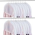 Patelai Shoulder Covers for Hanging Clothes 24 x 12 x 2 Inches Plastic Hanger Garment Dust Covers Breathable Protectors with 2" Gusset for Closet Storage Suit, Coats, Jackets, Dress(24 Pieces)
