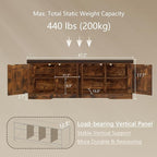 DINZI LVJ Shoe Bench, Entryway Storage Bench with Doors, Cushion, 2-Tier Shoe Rack with 8-Cubby, 47.2”L x 13.8”W Shoe Organizer Cabinet, Adjustable Shelf, Living Room, Bedroom, Rustic Brown