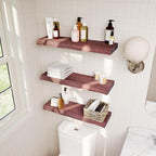 36" Acacia Live Edge Floating Shelves Set of 2 - Wall Mounted Wooden Shelf for Stylish Home Décor - Cherry Color 36x7.5x1.5 Inches