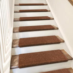PURE ERA Bullnose Carpet Stair Treads Set Tape Free Non-Slip Indoor Stair Protectors Pet Friendly Rugs Covers Soft Skid Resistant Washable Reusable 9.5" x 30"(7 Pieces,Brown)