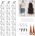 18 Pack Over The Door Hat Organizer for baseball caps | Multi-Functional Baseball Hat Rack for Closet | Wall Mounted Hat s torage organizer | 5 types of accessories cap holder stand w hooks ,Black