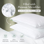Fern and Willow Premium Queen Size Bed Pillows - Set of 2, 28"x20" - Luxurious Ultra-Soft Cooling Pillow - Hotel Quality, Down Alternative Fill, Medium Firm Support for Side, Back & Stomach Sleepers