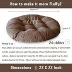 Sexysamba Round Floor Seat Pillows Cushions 22" x 22", Soft Thicken Yoga Meditation Cushion Pouf Tufted Corduroy Tatami Floor Pillow Reading Cushion Chair Pad Casual Seating for Adults & Kids, Coffee