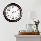Atomic Wall Clock 10 Inch, Silent Non-Ticking Vintage Clock Battery Operated Classic Analog Decorative for Kitchen, Living Room, Office, Bedroom, Bathroom (Bronze)