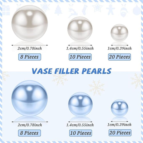 124 Pcs Christmas Vase Filler Pearls for Vase Filler Christmas Table Decor Floating Candles Centerpiece with 8 Floating Candles for Table Party Festival Decor, Not Included Clear Beads (Beauty Style)